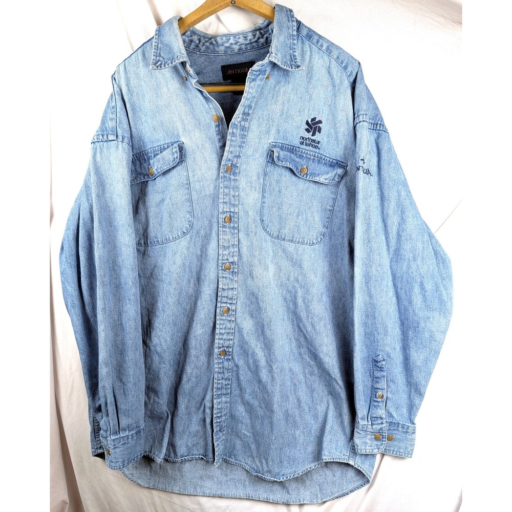 Vintage Antigua Mens XL Denim Shirt Northstar at Tahoe Blue Long Sleeve Resort